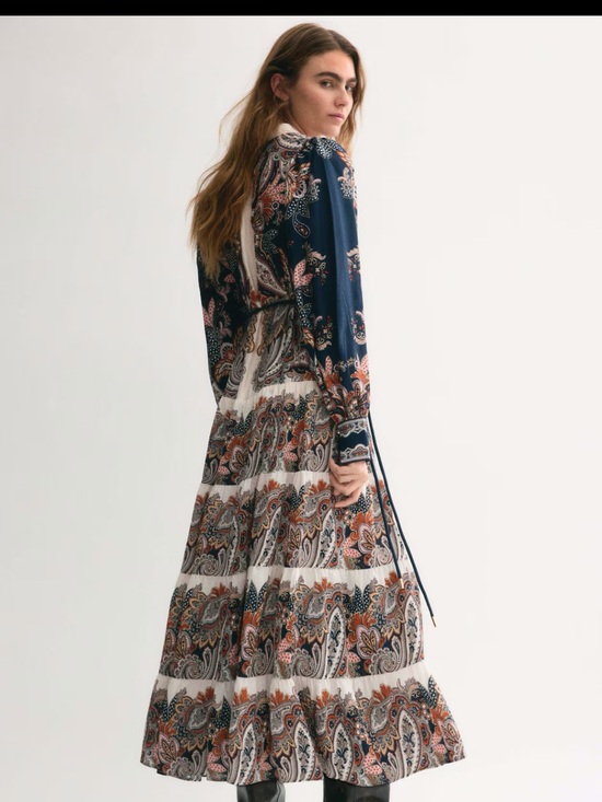 H&M Dresses & Skirts - H&M Navy and Cream Paisley Tiered Maxi Dress NWT